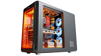 High-Performance PC Showcase: Explore a high-end gaming computer, revealing its intricate components and powerful capabilities. Perfect for tech enthusiasts and gamers.
