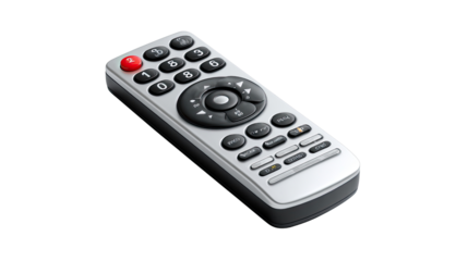 Remote Control: A close-up shot of a sleek, modern remote control, showcasing its buttons, design, and functionality. Designed for effortless control of media and devices.