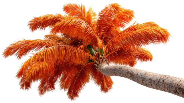 Golden Palm Embrace: The sun paints a tropical palm tree in radiant shades of gold and orange, as it bends towards the viewer, invoking a sense of warmth and serenity.