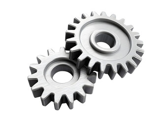 Two interlocking metal gears showcasing precision engineering, symbolizing efficiency and mechanics in industrial applications.