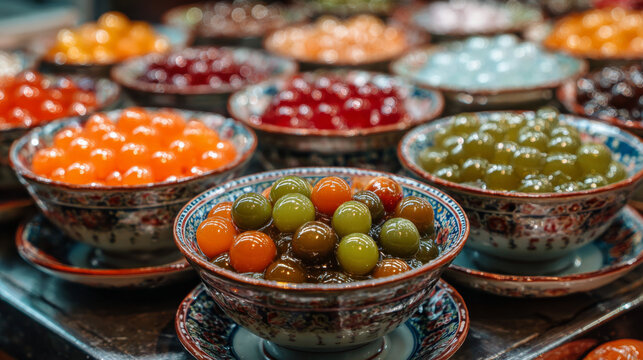 colorful thai dessert luk chup