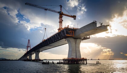 Construction Process of a Bridge Over the Sea
