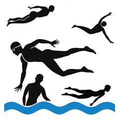 set of silhouettes of people