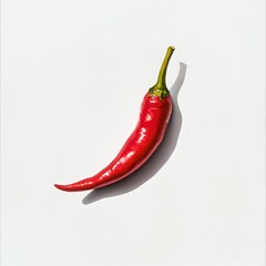 Single Red Chili Pepper On White Background
