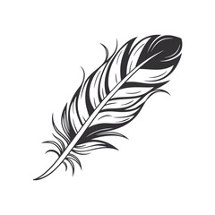Obraz premium Feather icon set. Black bird quill silhouettes. Vector collection of different plume shapes in flat design style. Lightweight, elegant, flight concept Feather and ink feather set vector icons.