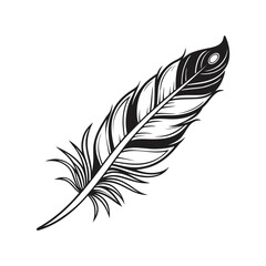 Obraz premium Feather icon set. Black bird quill silhouettes. Vector collection of different plume shapes in flat design style. Lightweight, elegant, flight concept Feather and ink feather set vector icons.