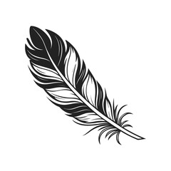 Obraz premium Feather icon set. Black bird quill silhouettes. Vector collection of different plume shapes in flat design style. Lightweight, elegant, flight concept Feather and ink feather set vector icons.