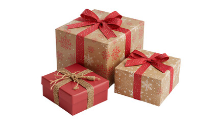 Fototapeta premium Festive gift arrangements on isolated transparent background embody celebrations and expressions