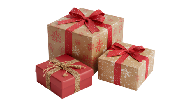 Festive gift arrangements on isolated transparent background embody celebrations and expressions