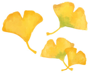 Naklejka premium Hand Painted Watercolor Ginkgo Leaf PNG Clipart for Greeting Cards, Posters, Wall Art, Autumn Wedding and Seasonal Design
