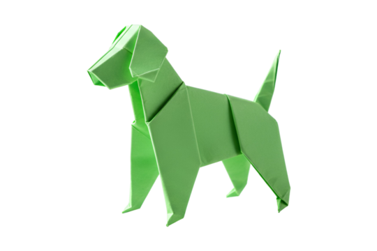 Charming green origami dog sculpture artfully crafted for creative projects