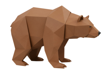 Geometric brown bear sculpture, a modern art piece for impactful branding