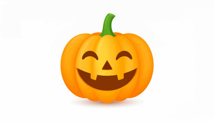 Cheerful Cartoon Pumpkin Character Smiling Happily on Isolated White Background