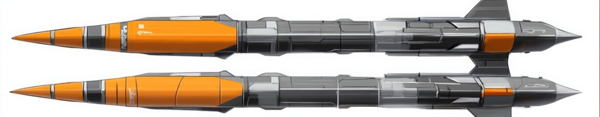 Two Guided Missiles With Orange And Grey Components