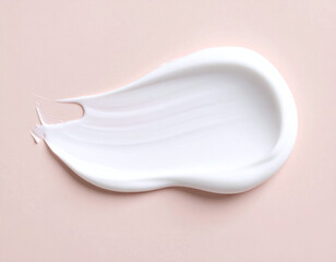 White cosmetic lotion moisturizer stroke on pastel background