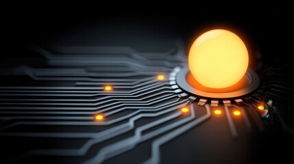 Nature conservation concept. Futuristic circuit design featuring a glowing orb.