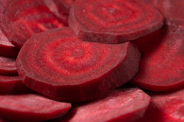Fresh Uncooked Beetroot Cut into Circular Slices