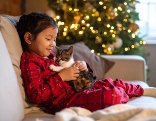 Celebrating National Senior Citizens Day A heartwarming illustration of elderly woman caring for animals at an animal shelter. Kindness animal care volunteer elderly support happy life.