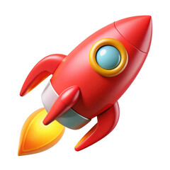 Fototapeta premium 3d rendered red rocket launching with fiery exhaust isolated on transparent background