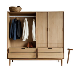 wardrobe with clothes ,isolated on transparent background png