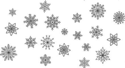 Seamless pattern of hand drawn snowflakes, perfect for winter holiday designs and backgrounds with a festive and elegant touch