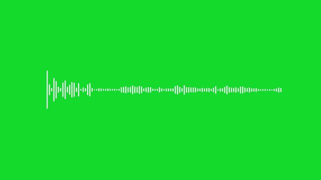 4k Audio waveform equalizer spectrum Isolated Background. audio bar, audio visualizer on green background. Futuristic sound wave visualization, audio visualizer, white line audio wave visualization vo