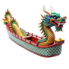 A Dragon Boat Intricate Carving and Vibrant Colors