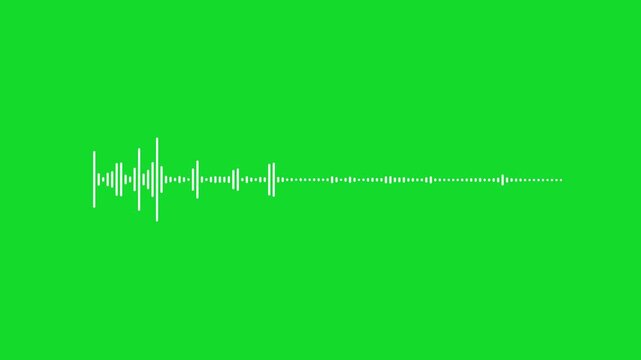4k Audio waveform equalizer spectrum Isolated Background. audio bar, audio visualizer on green background. Futuristic sound wave visualization, audio visualizer, white line audio wave visualization vo