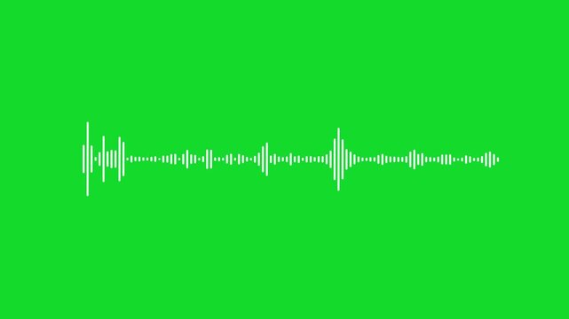 4k Audio waveform equalizer spectrum Isolated Background. audio bar, audio visualizer on green background. Futuristic sound wave visualization, audio visualizer, white line audio wave visualization vo