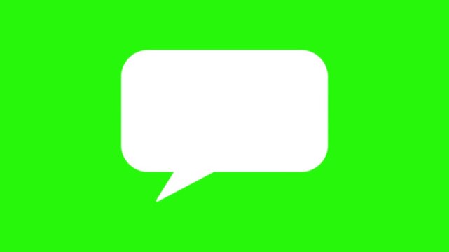 Online bubble chat messages Green Screen chroma key, pop up chat box, Text box, 3d Animation Speech Bubble Alpha channel. message box cartoon animated icon. Hand Drawn Stop Motion Speech Bubble.