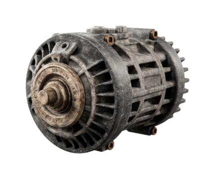 Inspecting an automotive alternator workshop product isolated on transparent background, png - Powered by Adobe