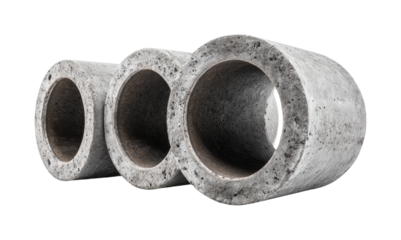 Industrial concrete pipes for construction projects urban environment isolated on transparent background, png