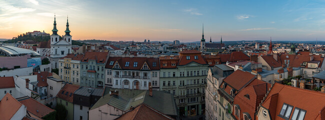 Brno Old Town Panorama at Sunset