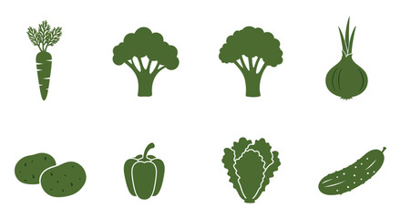 Green Vegetable Silhouettes Collection Healthy Eating Icons for Design Projects