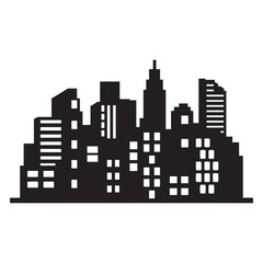 Fototapeta premium Black and White Vector Silhouette of Modern City Skyline