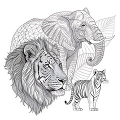 Obraz premium a wild lion head with a tribal-style design, perfect for a tattoo or logo