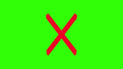 Cross Sign on a Green Screen. 4k cross mark animation, Wrong Symbol in Motion graphic, red cross mark icon brushstroke animation Transparent background. Red X letter, Prohibition. Error. Wrong marker, - Powered by Adobe