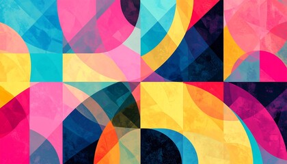 Fototapeta premium A vibrant graphic design featuring geometric shapes and a multitude of colorful patterns, creating a dynamic and energetic visual.