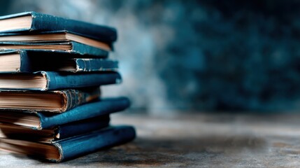 A visually captivating image of a stack of vintage books resting on a rustic table surface, symbolizing wisdom, knowledge, and the timeless pursuit of learning and education.