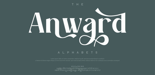 Anward Minimal luxury font alphabet logo. Typography beauty fashion elegant minimalist serif italic fonts decorative wedding vintage retro logos. vector illustration