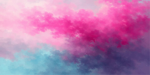 Abstract hand-painted watercolor sky with a blue and white cloudy background