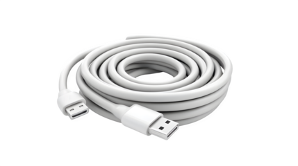Neatly coiled white USB cable with clean connectors ready for modern tech connections