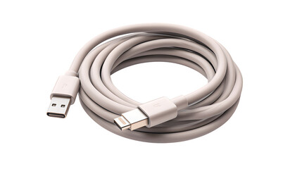 Modern white USB C to lightning cable coiled neatly for tech, connectivity, and device charging solutions