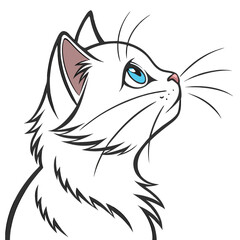 Cute cat vector illustration drawing for a tattoo or logo design