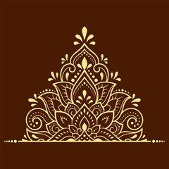 Circular pattern in form of mandala with flower for Henna, Mehndi, tattoo, decoration. Decorative ornament in ethnic oriental style. Outline doodle hand draw vector illustration.