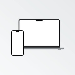 Device Mockup Vector Laptop and Smartphone Minimal Design