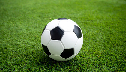 Obraz premium Soccer Ball with Grass Negative Space