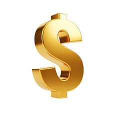 Obraz premium Golden Dollar Sign 3D Icon Isolated on Transparent Background
