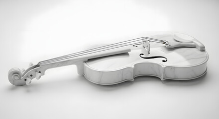 Obraz premium Elegant White Violin Marble Texture, Strings & Bow in High Key