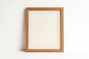 Fototapeta premium Wooden Photo Frame Mockup on White Background